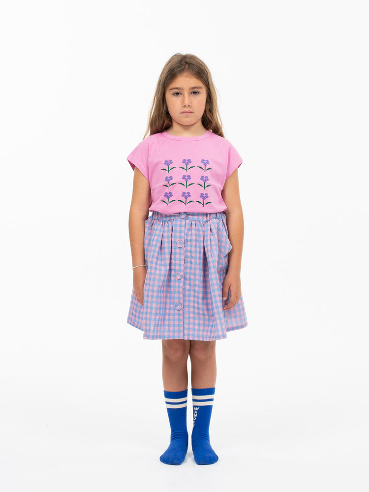 Wander & Wonder Quilted Skirt - Blue/Pink Check