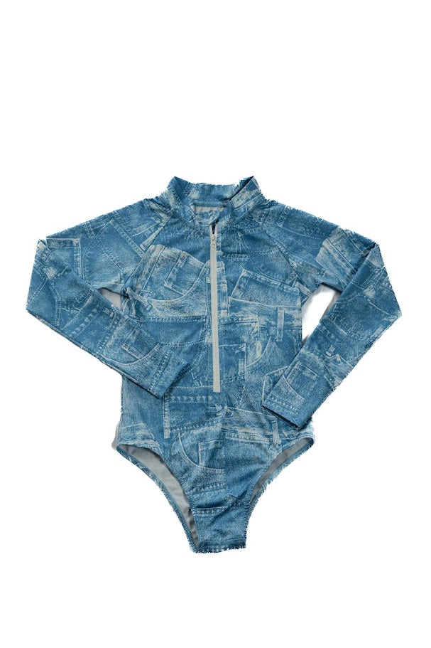 We The Kids Girls Swim Skirt Set - Blue Jean