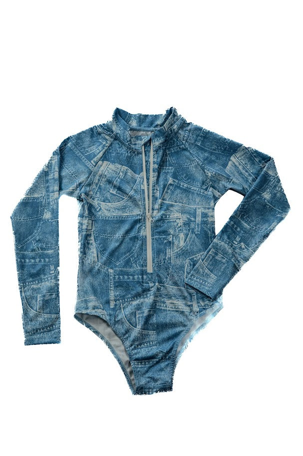 We The Kids Girls Swim Skirt Set - Blue Jean