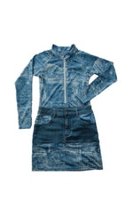 We The Kids Girls Swim Skirt Set - Blue Jean