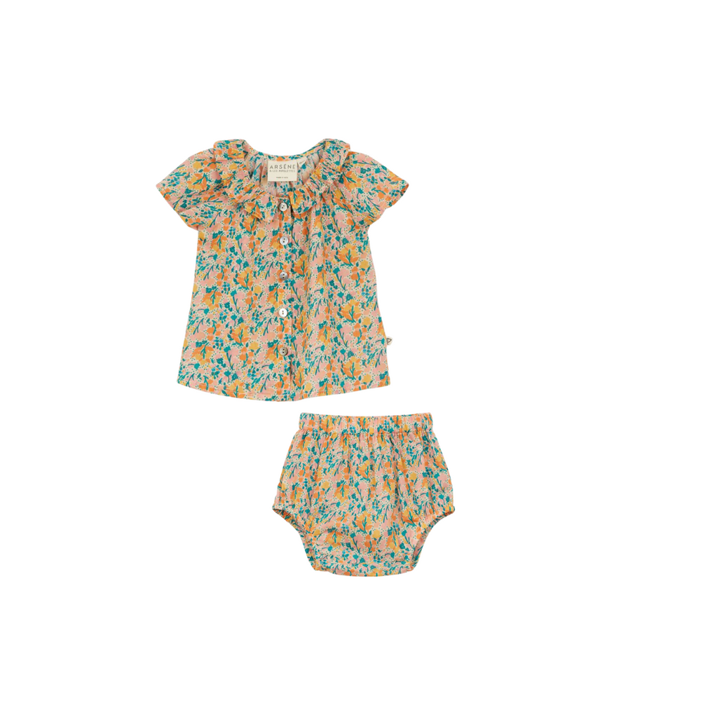 Arsene et les Pipelettes Baby Floral Set - Orange
