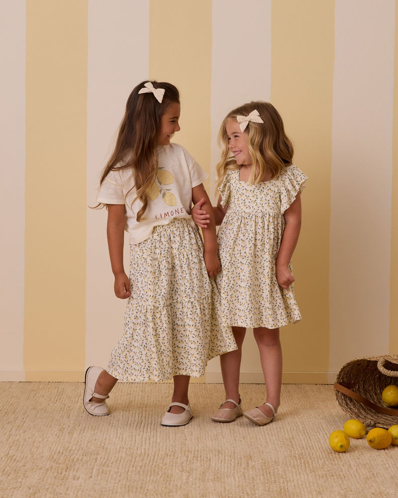 Rylee + Cru Tiered Midi Skirt - Lemons