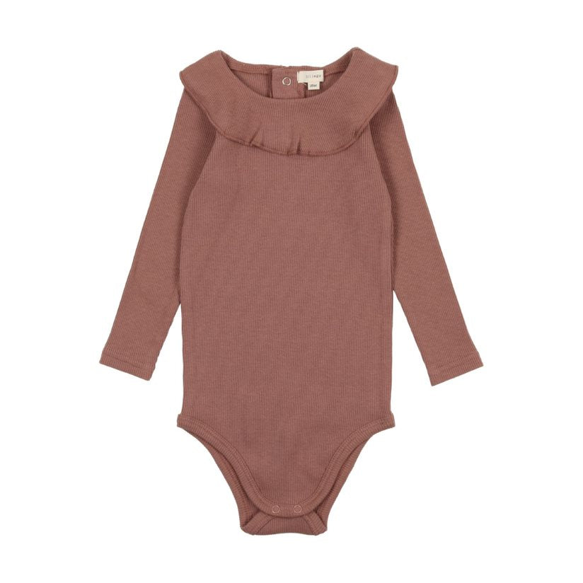 Lil Legs Ribbed Ruffle Onesie - Mulberry