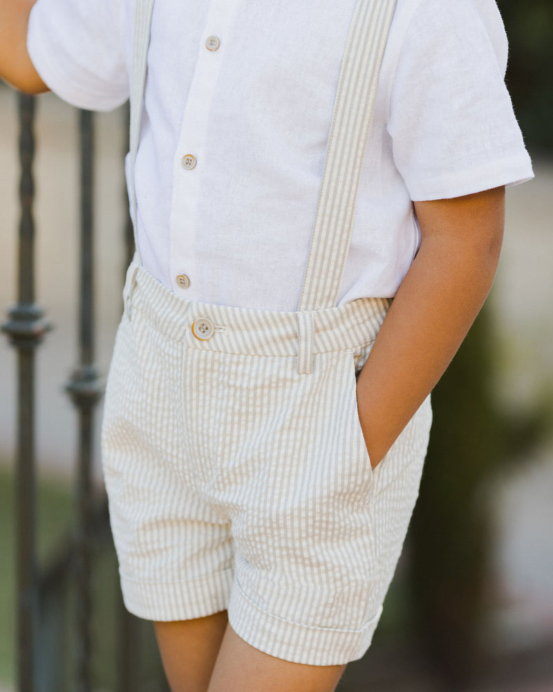 Noralee Suspender Shorts - Sage Stripe