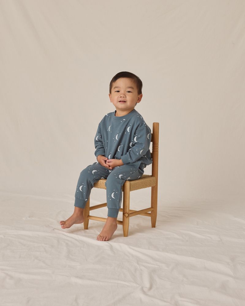 Quincy Mae Relaxed Fleece Sweatshirt Set - Silver Moons