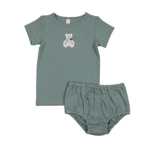 Lilette Embroidered Bloomer Set - Blue Bear