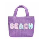 Mini Beach Straw Tote - Purple