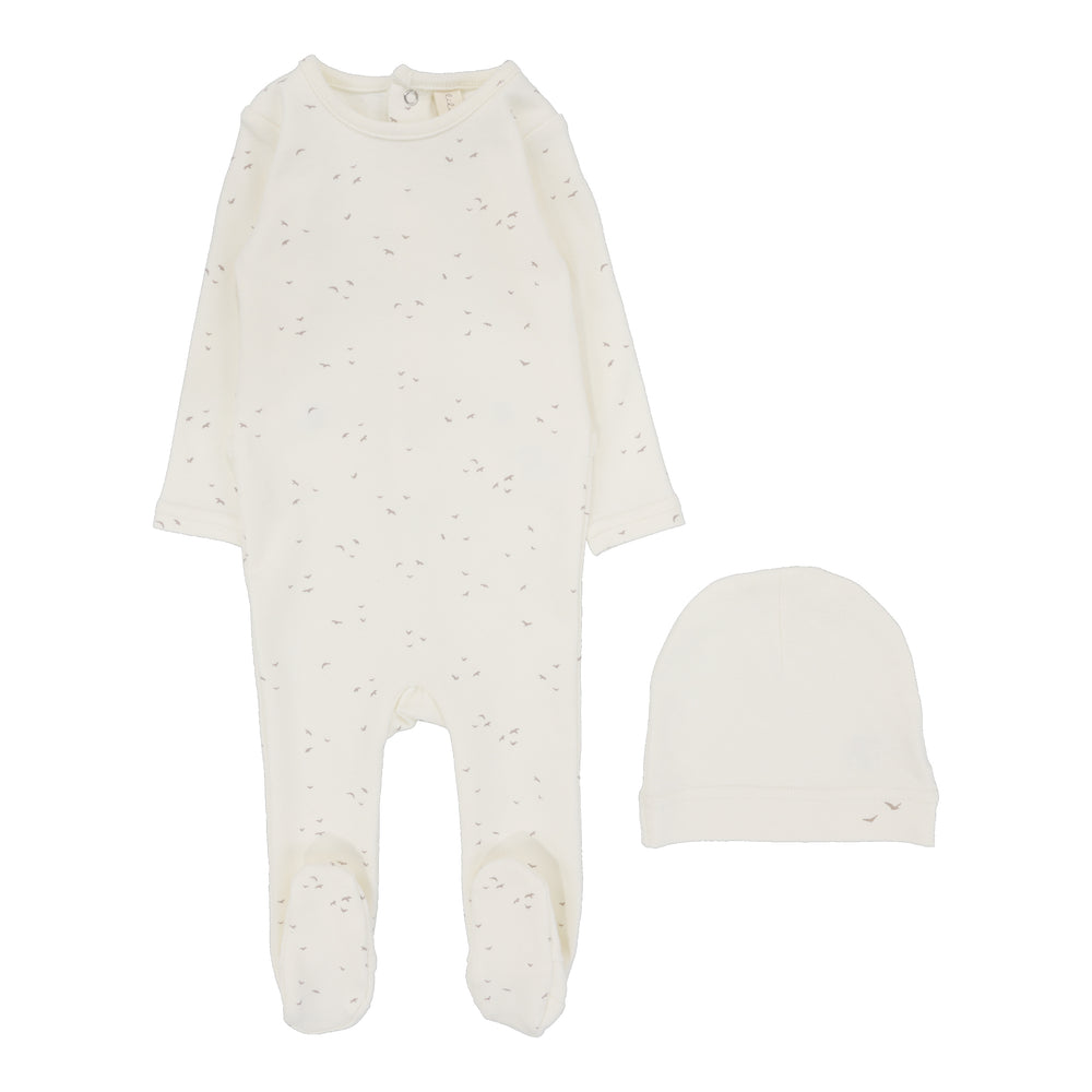 Lilette Bird Footie Set - Cream