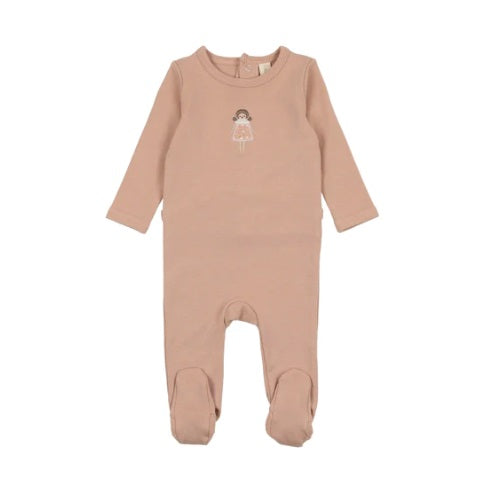 Lilette Embroidered Footie - Pink Doll