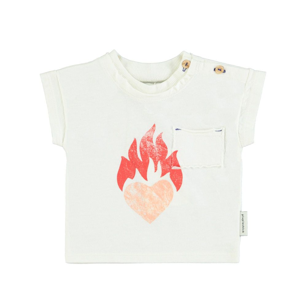 Piupiuchick Ecru Baby T-shirt - Heart