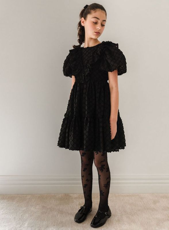 Petite Amalie Vine Burnout Puff Sleeve Dress