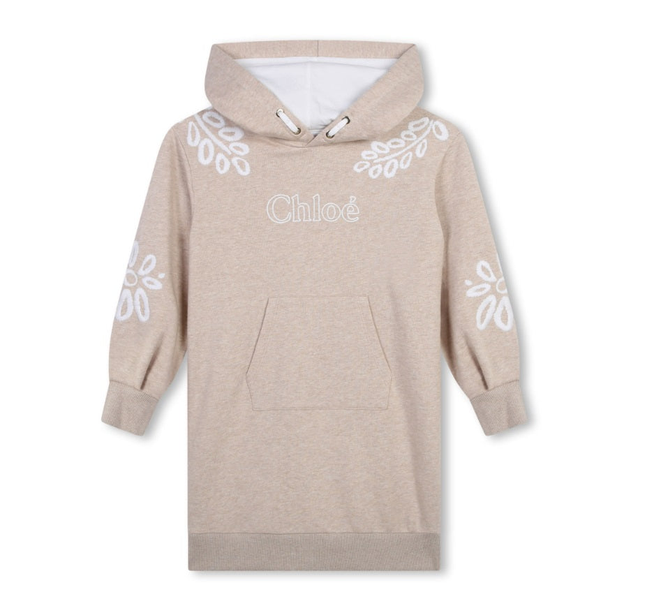 CHLOÉ Hooded dress Girl's' Beige Size 12 100% Cotton