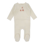 Lilette Cherry Graphic Velour Footie - Ivory/Apricot