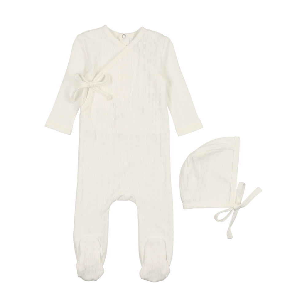 Coco Blanc Pointelle Footie with Bonnet - Ivory