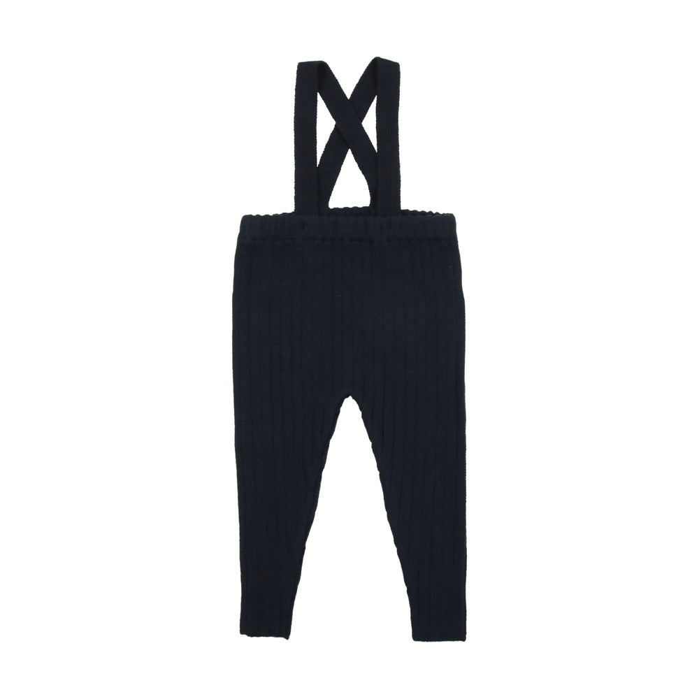 Coco Blanc Ribbed Knit Overalls - Navy