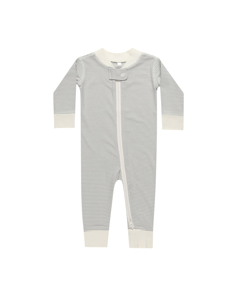 Quincy Mae Zip Sleeper Footie - Blue Micro Stripe