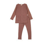 Lil Legs Cardigan Ribbed Set - Mulberry