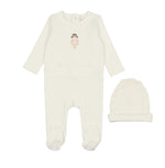 Lilette Embroidered Footie Beanie Set - White Doll