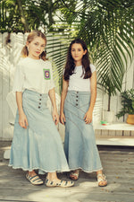 Teela Tiered Denim Maxi Skirt - Chambray