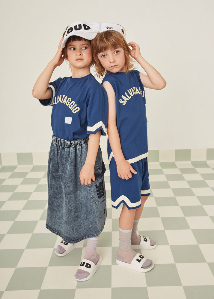 Loud Apparel Midi Denim Skirt - Mid Blue Stonewash