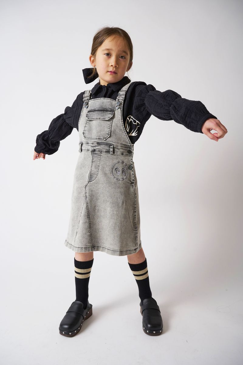 Loud Apparel Loyal Dungaree Dress - Light Grey Washed 3 Loud Apparel Loyal Dungaree Dress - Light Grey Washed 3