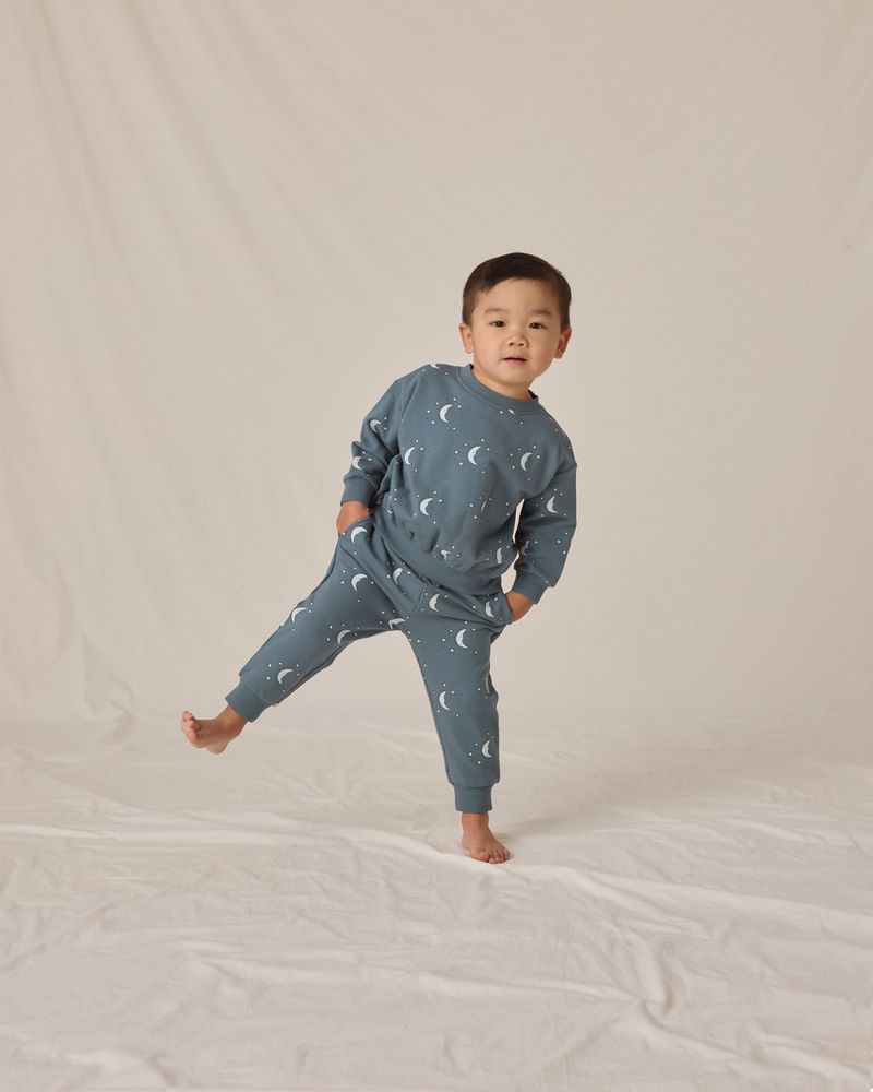 Quincy Mae Relaxed Fleece Sweatshirt Set - Silver Moons