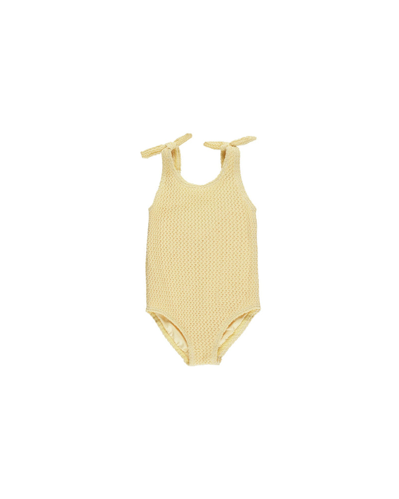 Rylee + Cru Yellow Crochet Swimsuit