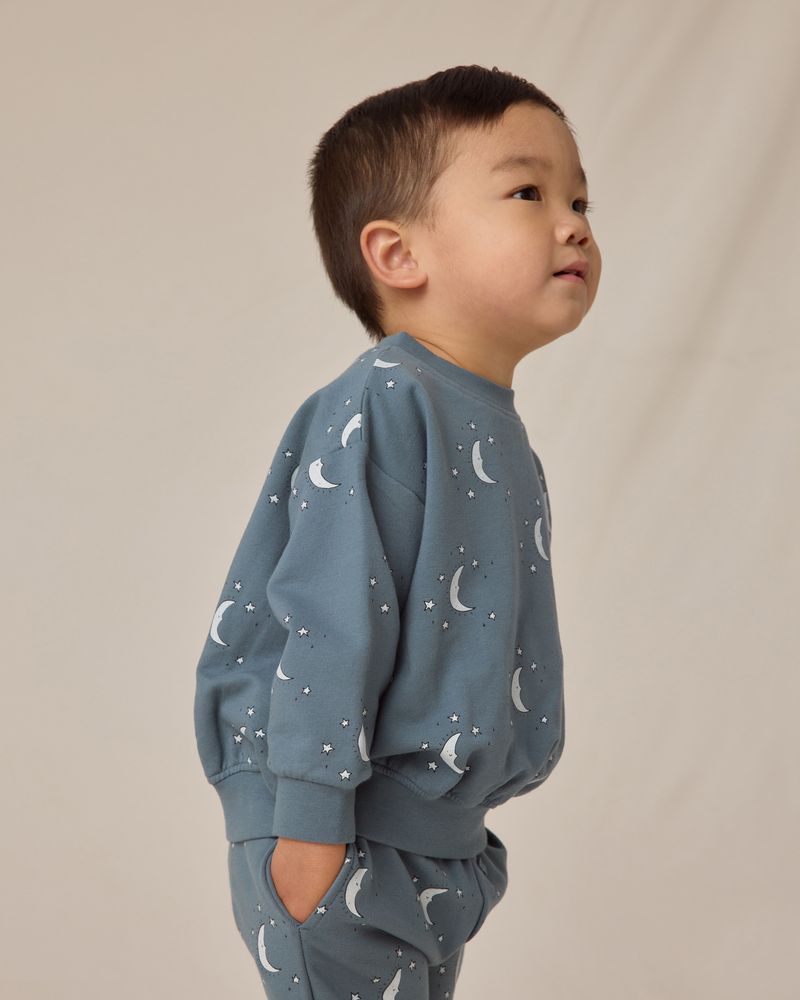 Quincy Mae Relaxed Fleece Sweatshirt Set - Silver Moons