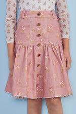 Petite Amalie Pink Denim Flower Bud Skirt - Misty Rose