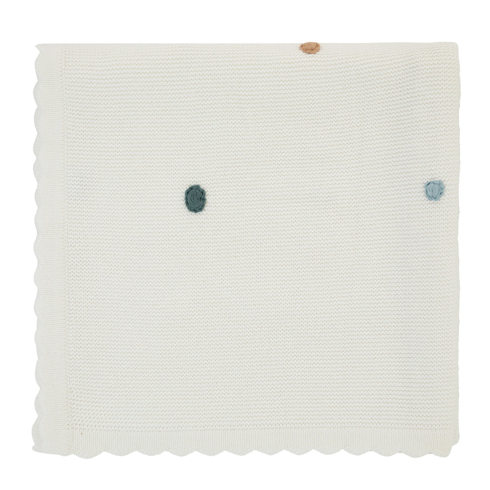 Ra & Da French Knot Stroller Blanket - Ocean