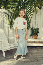 Teela Tiered Denim Maxi Skirt - Chambray