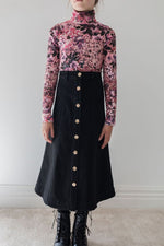 Steph the Label Denim Button Skirt - Black