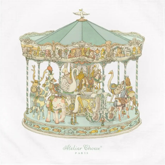Atelier Choux Large Swaddle Blanket - Carousel Green