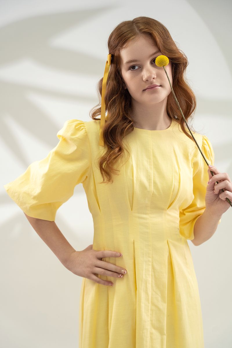 Emm by Teela Pleated Linen Dress - Butter Yellow 20 Emm by Teela Pleated Linen Dress - Butter Yellow 20