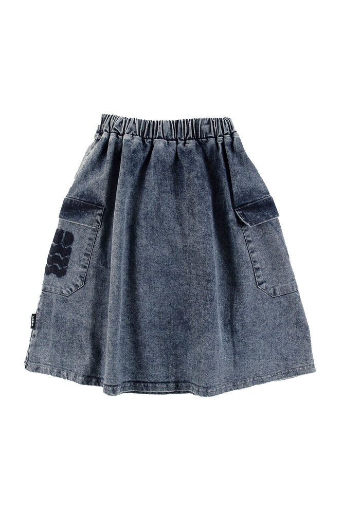 Loud Apparel Midi Denim Skirt - Mid Blue Stonewash