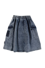Loud Apparel Midi Denim Skirt - Mid Blue Stonewash