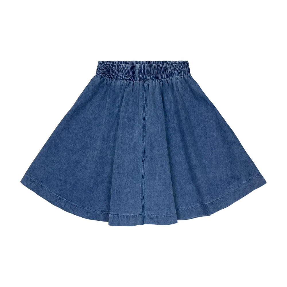Teela Denim Circle Skirt - Midwash