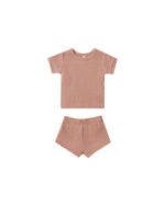 Quincy Mae Waffle Shortie Set - Rose