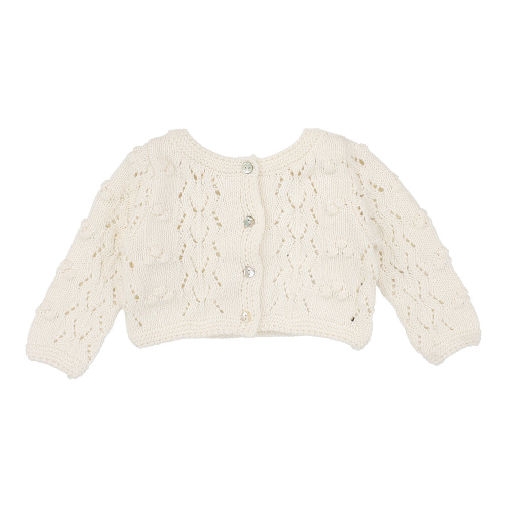 Lilette Popcorn Weave Cardigan Set - Cream