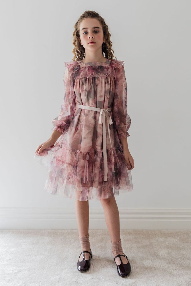 Petite Amalie Photo Rose Printed Tulle Dress