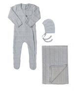 Kipp Pointelle Stripe Knit Gift Set - Blue