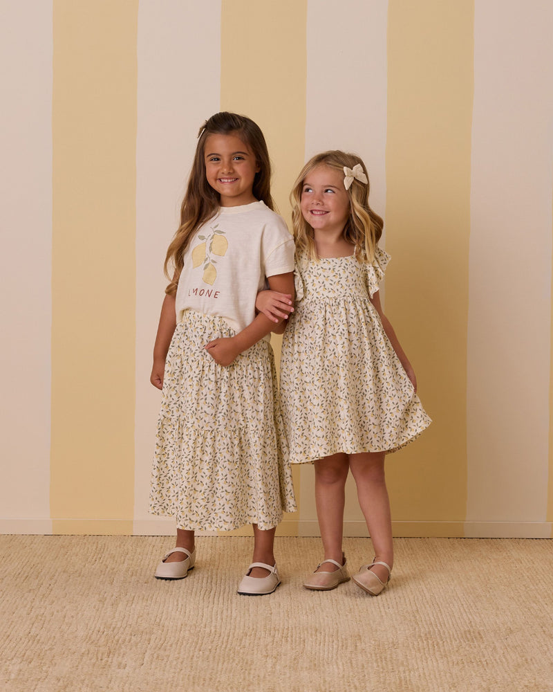 Rylee + Cru Tiered Midi Skirt - Lemons