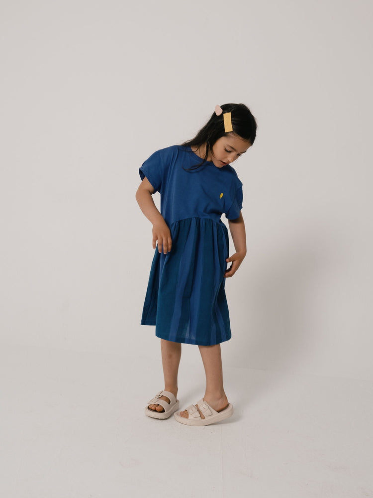 LMN3 Asymmetric Dress - Baja Blue Stripes