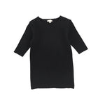 Lil Legs Ribbed Three Quarter Sleeve Top - Black