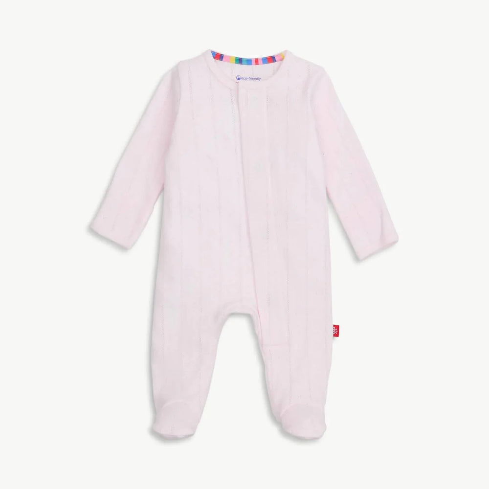 Magnetic Me Pointelle Footie - Love Lines Pink