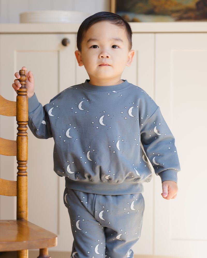 Quincy Mae Relaxed Fleece Sweatshirt Set - Silver Moons
