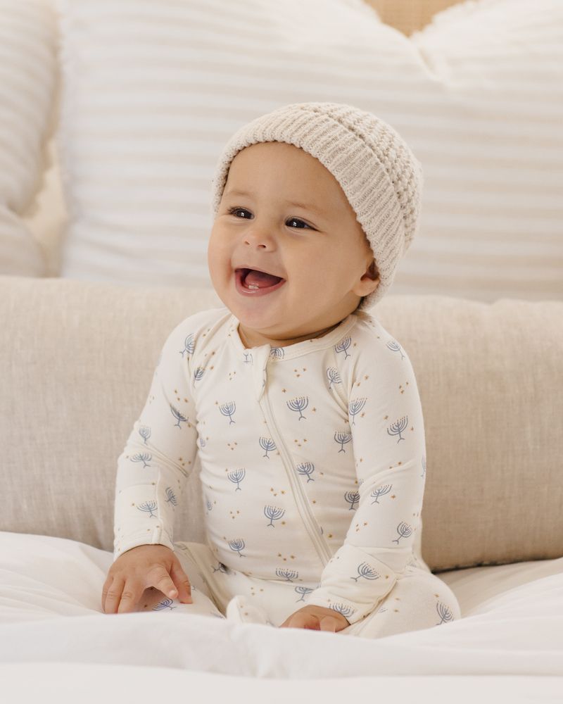 Quincy Mae Bamboo Zip Footie - Hannukah