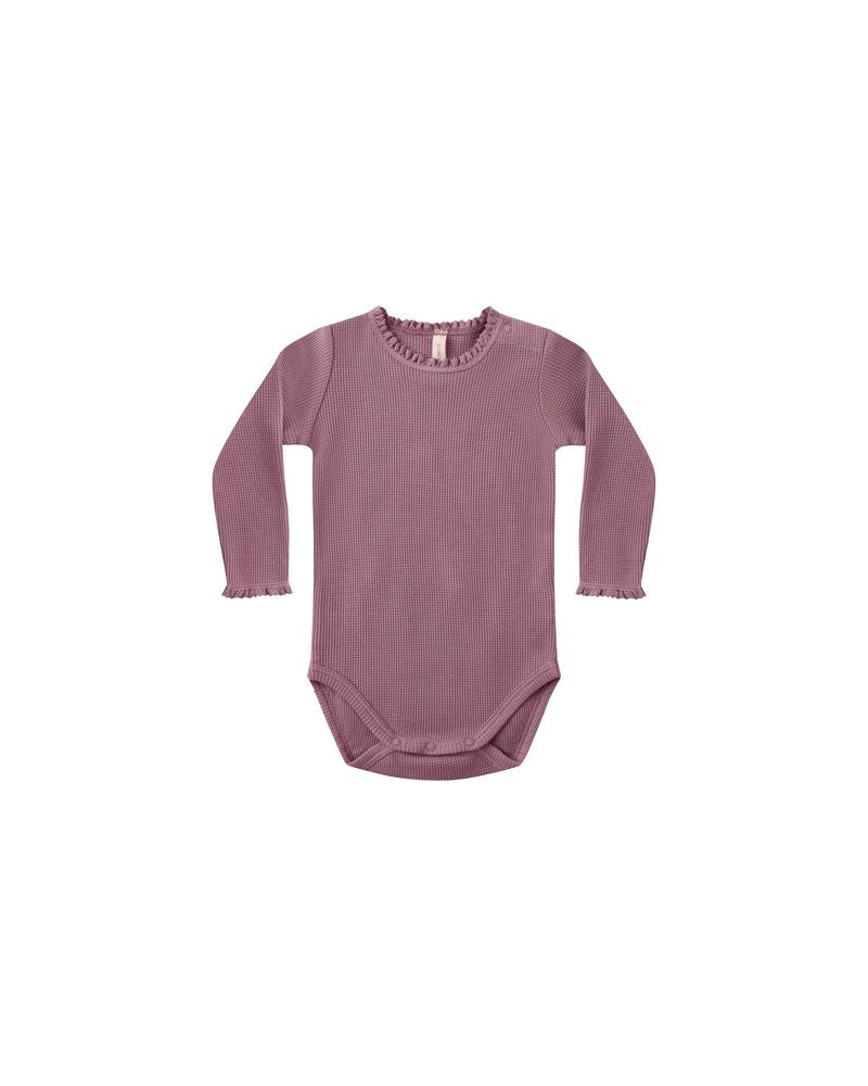 Quincy Mae Waffle Bodysuit Bloomer Set - Mulberry