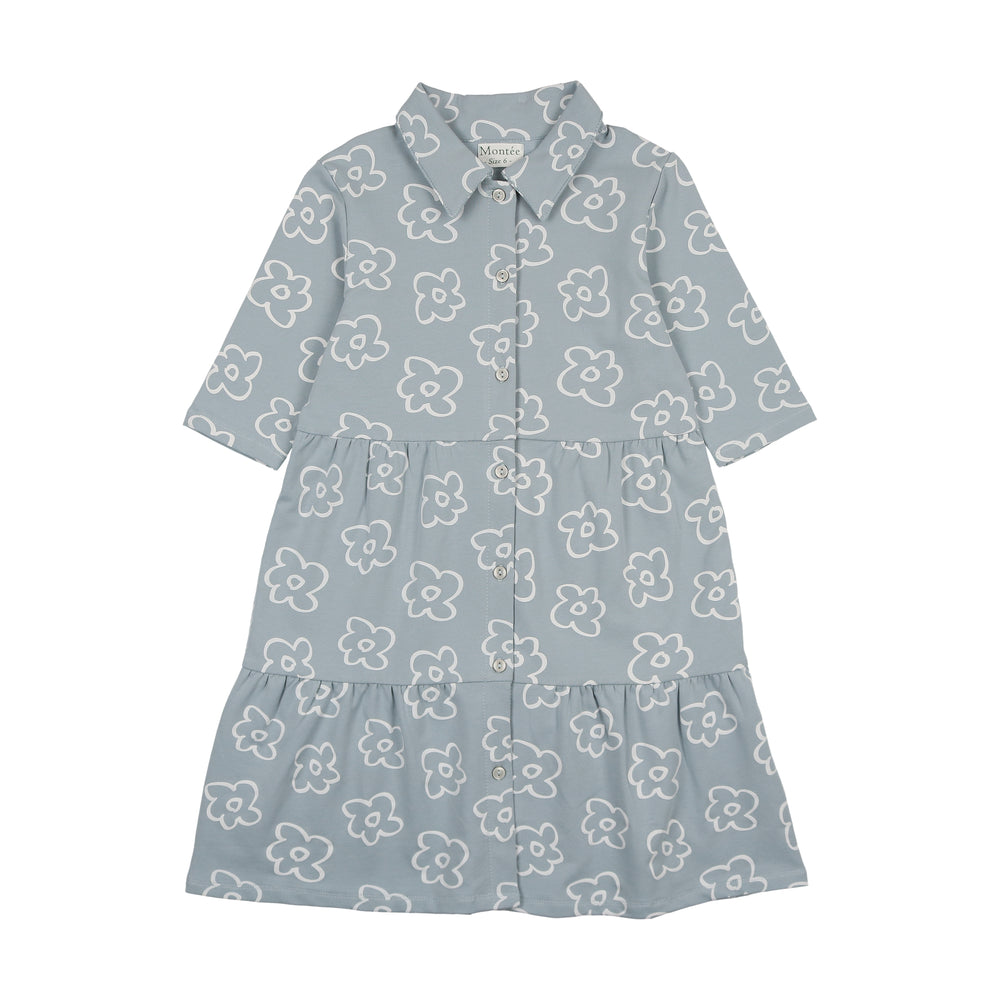 Montee Tiered Flower Dress - Blue