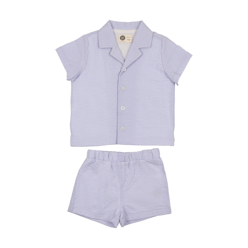 Maniere Textured Printed Boys Set - Blue